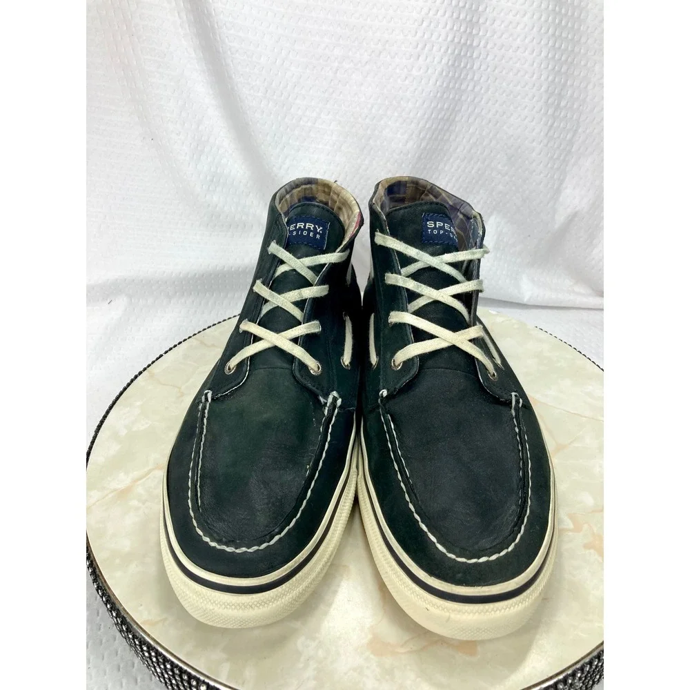 Sperry Top Sider Bahama Chukka Boat Shoes Mens 13 Black Leather Casual Sneakers